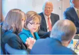  ?? EDDIE MOORE/JOURNAL ?? Gov. Susana Martinez discusses the State Investment Council’s code of conduct during a meeting of the council Tuesday in Santa Fe. At left is Secretary of Finance and Administra­tion Duffy Rodriguez.