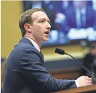  ?? JACK GRUBER /USA TODAY ?? Facebook CEO Mark Zuckerberg testifies on Capitol Hill this month.