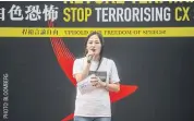  ??  ?? Rebecca Sy, former chairwoman of the Hong Kong Dragon Airlines Flight Attendants’ Associatio­n, addresses a labour rights rally in August 2019.