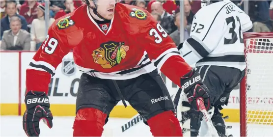  ?? | GETTY IMAGES ?? Jimmy Hayes, who’s 6-6 and 221 pounds, is having a stellar training camp with the Hawks. He had 25 goals and 20 assists in 67 games with Rockford last season.