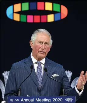 ?? Picture: AFP ?? Charles in Davos to address a World Economic Forum earlier this year