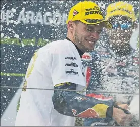  ?? FOTO: GETTY ?? Binder, celebrando su título. Peleó por la segunda plaza que le dio el cetro