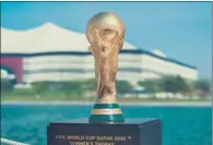  ?? ?? The 6.1 kilogram 18-karat gold original FIFA World Cup trophy