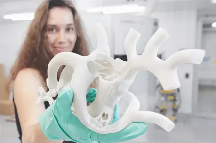  ??  ?? A 3D printed model of a heart produced by the Griffith University’s small scale ADAPT facility.