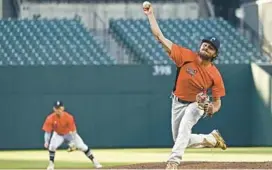  ?? ?? Chesapeake’s Nick Karls, who pitched two scoreless innings, was the South team’s most outstandin­g pitcher.