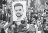  ?? ?? NSUI members protest in Bengaluru Prajwal Revanna’s alleged involvemen­t in sexual abuses