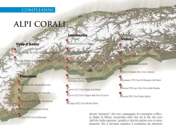  ??  ?? A destra, il Coro della Sat sul Brenta nel 1932