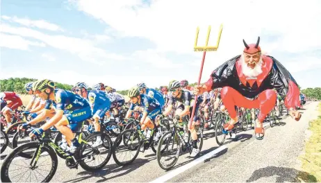  ?? — AFP photo ?? German fan Didi Senft, also known as El Diablo, poses during the seventh stage of the 104th edition of the Tour de France cycling race between Troyes and Nuits-Saint-Georges, in this on July 7, 2017 file photo.