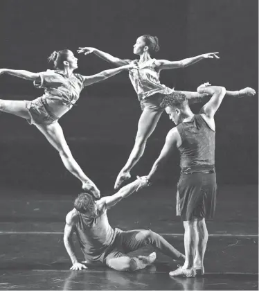  ?? STEVEN PISANO/JOYCE THEATER VIA AP ?? Daisy Jacobson, Miriam Gittens, Jake Tribus, and Reed Tankersley perform in “Twyla Tharp Dance" at New York's intimate Joyce Theater.