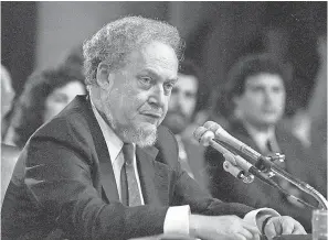  ?? CHARLES TASNADI/AP ?? The U.S. Supreme Court nomination of Robert H. Bork in 1987 sparked a partisan battle that foreshadow­ed that of 2018.