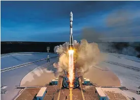  ?? Picture: Supplied ?? The Soyuz-2.1a rocket, carrying nanosatell­ites from SA, the US, Japan, Spain and Germany, launches from the Vostochny Cosmodrome in Russia this week.