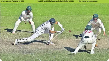  ??  ?? Ravichandr­an Ashwin was the epitome of concentrat­ion as he smothered Nathan Lyon comfortabl­y throughout the day.