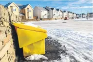  ??  ?? A grit bin in Strathyre Avenue and Kevin Cordell.