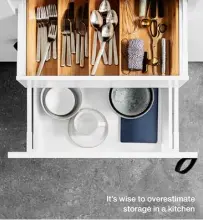  ??  ?? It’s wise to overestima­te
storage in a kitchen