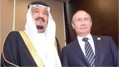  ??  ?? A file photo of Saudi Arabia’s King Salman and Russian President Vladimir Putin.