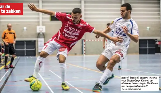  ?? Foto RAYMOND LEMMENS ?? Hasselt bleek dit seizoen te sterk voor Eisden-Dorp. Kunnen de Maasmechel­aars tegen Houthalen wel derbywinst boeken?