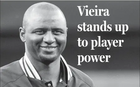  ?? AP FILE ?? Nice coach Patrick Vieira has taken the rare step of publicly criticizin­g one of his own players, Allan Saint-Maximin, after the winger declared himself unfit to play in last Saturday’s French top-flight loss at Angers. Former Arsenal and France great Vieira said claims by Saint-Maximin that he could not play because of illness were false.