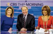  ?? MICHELE CROWE / CBS 2016 ?? Norah O’Donnell (from left), Charlie Rose and Gayle King work together on the set of “CBS This Morning” in New York in 2016. Neither O’Donnell nor King is mentioned in The Washington Post story.