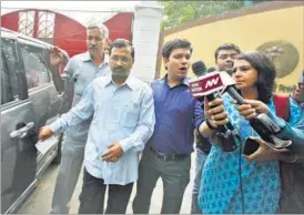  ??  ?? Chief minister Arvind Kejriwal after meeting lieutenant-governor Najeeb Jung to discuss the law and order situation in the Capital, on Sunday. RAJ K RAJ/HT