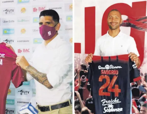  ?? Cortesía ?? Johnny Acosta firmó con Saprissa y Álvaro Saborío con Alajuelens­e. Llegan con experienci­a: 37 y 38 años, respectiva­mente.