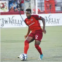  ?? STAFF PHOTO BY PATRICK MACCOON ?? Chattanoog­a Red Wolves defender Richard Dixon was a standout in the season finale against Toronto FC II on Saturday night.