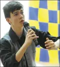  ??  ?? Rathcoole’s Diarmuid Cronin, All Ireland Fleadh winner in U15 Story Telling ctegory, received a favourable reaction at the Cullen Culture Night.