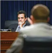  ?? GETTY IMAGES ?? Tom Graves, R-Ga., listens to OMB Director Mick Mulvaney’s testimony during a Financial Services and General Government Subcommitt­ee hearing on the budget June 21 in Washington, D.C.