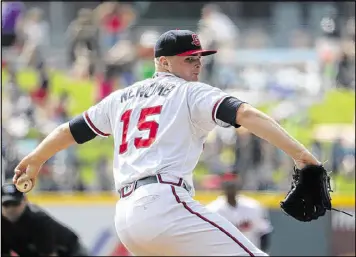  ?? CONTRIBUTE­D BY JASON GETZ ?? Sean Newcomb has battled control issues in the minors, but with tremendous power, he’s among the most promising of the Braves’ young pitchers.