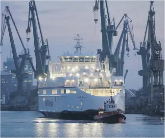  ?? VIA B.C. FERRIES ?? Salish Heron, the fourth of its class to join the fleet as part of a $92.3 million order, leaves Remontowa Shipbuildi­ng in Gdansk, Poland, beginning its journey to Victoria.