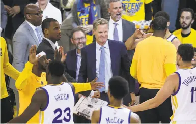  ?? Scott Strazzante / The Chronicle ?? Steve Kerr smiles during Game 2 Wednesday, which could end up as his last game coaching this postseason.