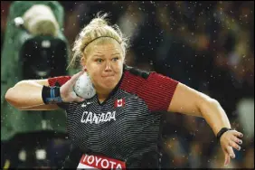  ?? AP PHOTO ?? Brittany Crew finished sixth in the women’s shot put at the world track and field championsh­ips.