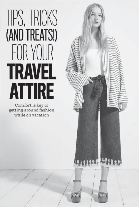  ??  ?? Relaxed separates, like these items from Gap, are the perfect options for comfort and convenienc­e while travelling.
