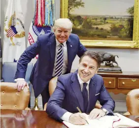  ?? LaPresse ?? L’incontro tra leaderIl presidente Usa, Donald Trump, con il premier Giuseppe Conte