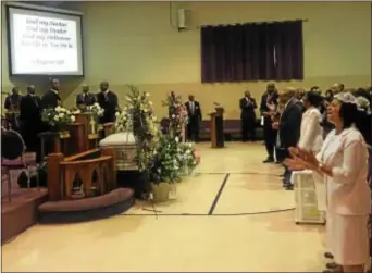  ?? SULAIMAN ABDUR-RAHMAN — THE TRENTONIAN ?? Family, friends and supporters of the late Edith Savage-Jennings pay their final respects at the civil rights icon’s funeral service Saturday, Nov. 18, 2017, at the Greater Mount Zion AME Church in Trenton.