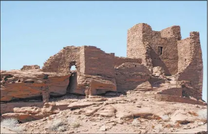  ?? Deborah Wall Las Vegas Review-Journal ?? Wukoki Pueblo, one of the best-preserved pueblos in Wupatki National Monument, was most likely a home for two to three families from 1120 to 1210. Wukoki is a modern Hopi word for “Big House.”