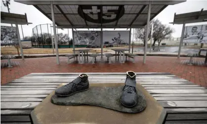  ?? Photograph: Travis Heying/AP ?? The statue of Jackie Robinson was cut off at the ankles by thieves.