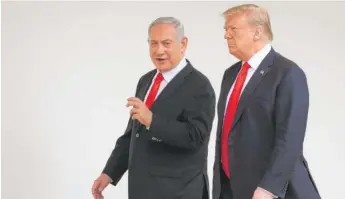  ?? MANUEL BALCE CENETA/AP ?? President Donald Trump and Israeli Prime Minister Benjamin Netanyahu on March 25.
