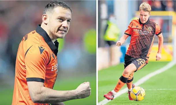  ?? ?? COMMITTED: Peter Pawlett, left, wants team-mates Siegrist, Harkes and Fuchs to sign extensions at United, as Kieran Freeman recently did.