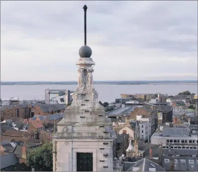  ??  ?? The time ball atop the Guildhall, Hull, which was replaced by a replica in the 1980s, is to be restored.