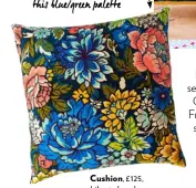  ??  ?? Why stop at one cushion? Mix graphic patterns around this blue/green palette Cushion, £125, Liberty London