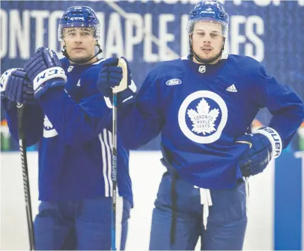  ?? Ernest Doroszuk / Postmedia news files ?? Patrick Marleau, left, now of the Pittsburgh Penguins, and Auston Matthews of the Toronto Maple Leafs will not be competing for the Stanley Cup any time soon. The post-season was to have begun this week.