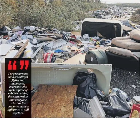  ??  ?? EYESORE: Flytipping is costing taxpayers and landowners millions of pounds a year and ruining our beautiful Yorkshire countrysid­e.