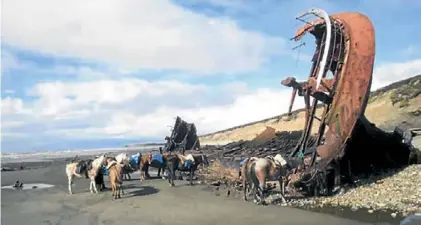  ?? / TELAM ?? A caballo.
La expedición recorrió 200 kilómetros de la costa este fueguina. Así encontró al navío hundido.