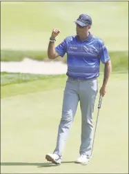  ?? Matt Sullivan / Getty Images ?? Stewart Cink reacts after making a birdie on the 18th hole during the final round of the Travelers on Sunday.