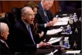  ?? REUTERS/AARON P. BERNSTEIN ?? Chairman Senator Chuck Grassley speaks during a meeting of the Senate Judiciary Committee to discuss the nomination of Judge Neil Gorsuch to the Supreme Court on Capitol Hill in Washington on Monday.