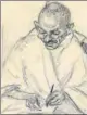  ??  ?? The rate 1931 pencil portrait of Mahatma Gandhi