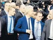  ?? Remko de Waal European Pressphoto Agency ?? FAR-RIGHT politician Geert Wilders’ party won 19 seats, the same as two other parties, exit polls show.