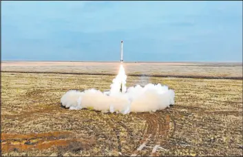  ?? Russian Defense Ministry Press Service ?? A missile launch during a military exercise in February in Russia. The Kremlin has regularly issued nuclear threats in connection with its Ukraine invasion.