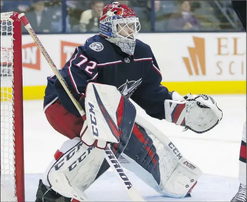  ??  ?? Columbus goaltender Sergei Bobrovsky is expected to return to the Blue Jackets net today, but general manager Jarmo Kekalainen will be watched to see if he deals his top netminder before the Feb. 25 trade deadline.