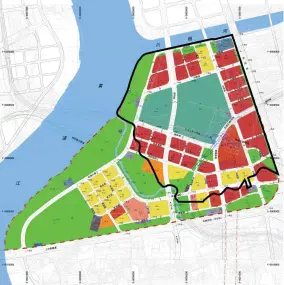  ??  ?? 图5 前滩国际商务区控制性­详细规划方案（黑线范围内为陆家嘴集­团持有成片土地产权的­区域） （资料来源：上海前滩国际商务区投­资（集团）有限公司，2013 年 1 月）